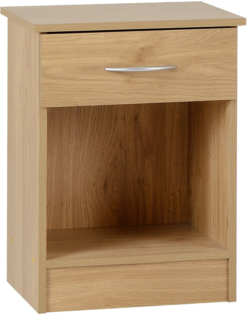 Bellingham 1 Drawer Bedside Locker- Oak Effect Veneer- The Right Buy Store