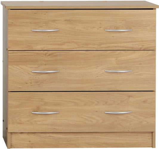 Bellingham 3 Drawer Chest - Oak Effect Veneer