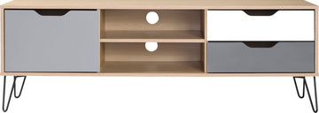 Bergen 1 Door 2 Drawer TV Unit- Oak Effect/White/Grey- The Right Buy Store