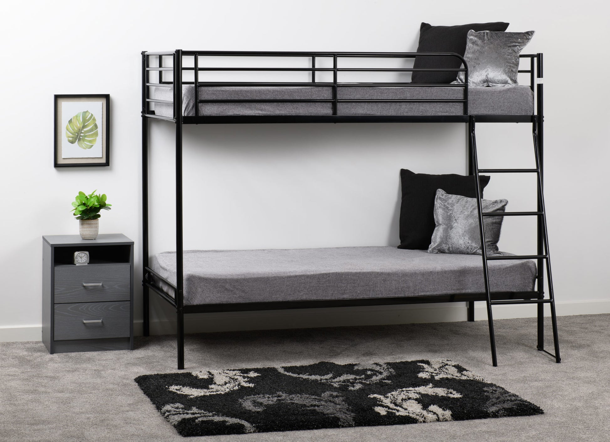 Brandon 3' Bunk Bed Black- The Right Buy Store