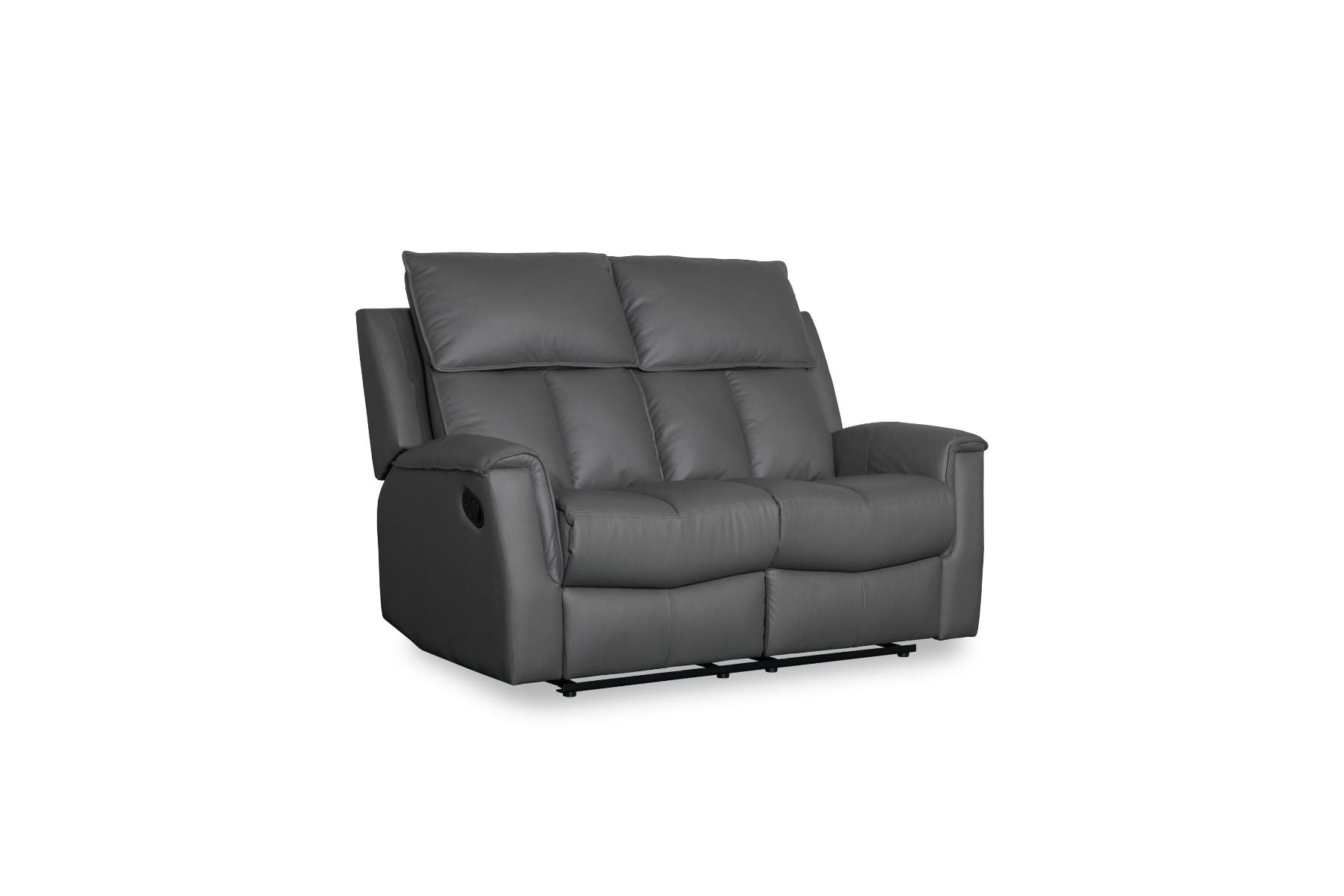 Bergamo Leather 2 Seater Recliner Sofa-Dark Grey