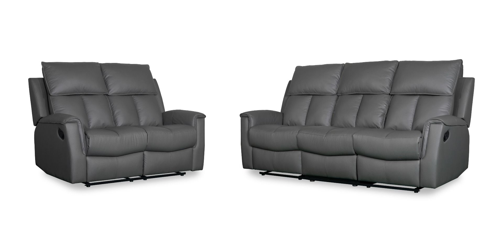 Bergamo Leather Recliner Sofa - Dark Grey