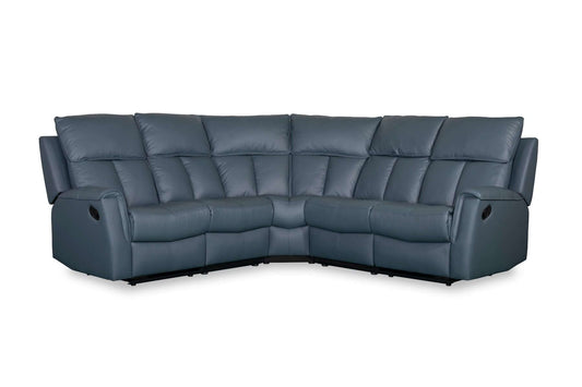 Bergamo Leather Recliner Corner Sofa - Blue Grey