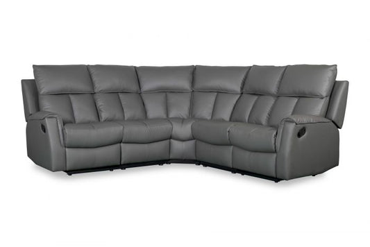 Bergamo Leather Recliner Corner Sofa-Dark Grey