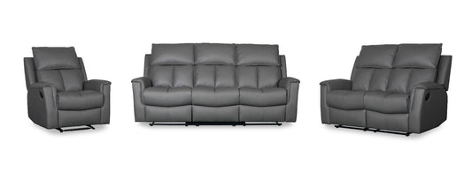 Bergamo Leather Recliner Sofa - Dark Grey