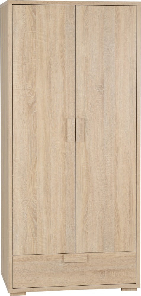 Cambourne 2 Door 1 Drawer Wardrobe Sonoma Oak Effect Veneer- The Right Buy Store