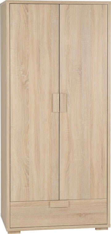 Cambourne 2 Door 1 Drawer Wardrobe Sonoma Oak Effect Veneer- The Right Buy Store