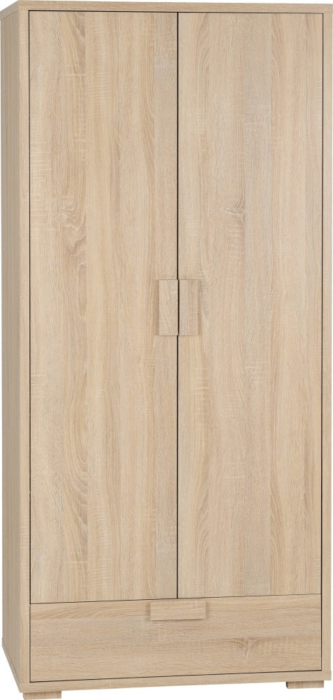 Cambourne 2 Door 1 Drawer Wardrobe - Sonoma Oak Effect Veneer