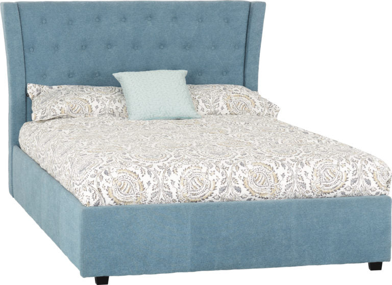 Camden 4'6" Double Bed Blue Fabric- The Right Buy Store