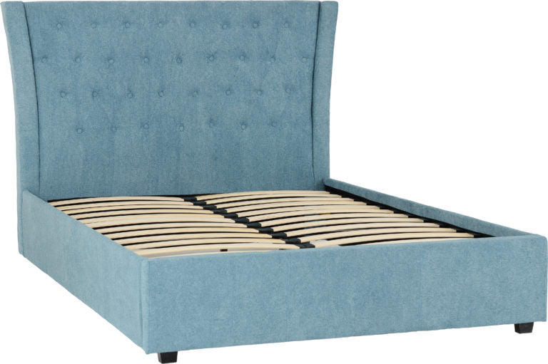 Camden 4'6" Double Bed Blue Fabric- The Right Buy Store