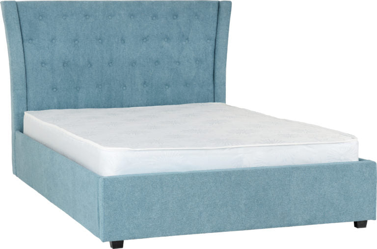 Camden Plus 4'6" Storage Bed Blue Fabric- The Right Buy Store