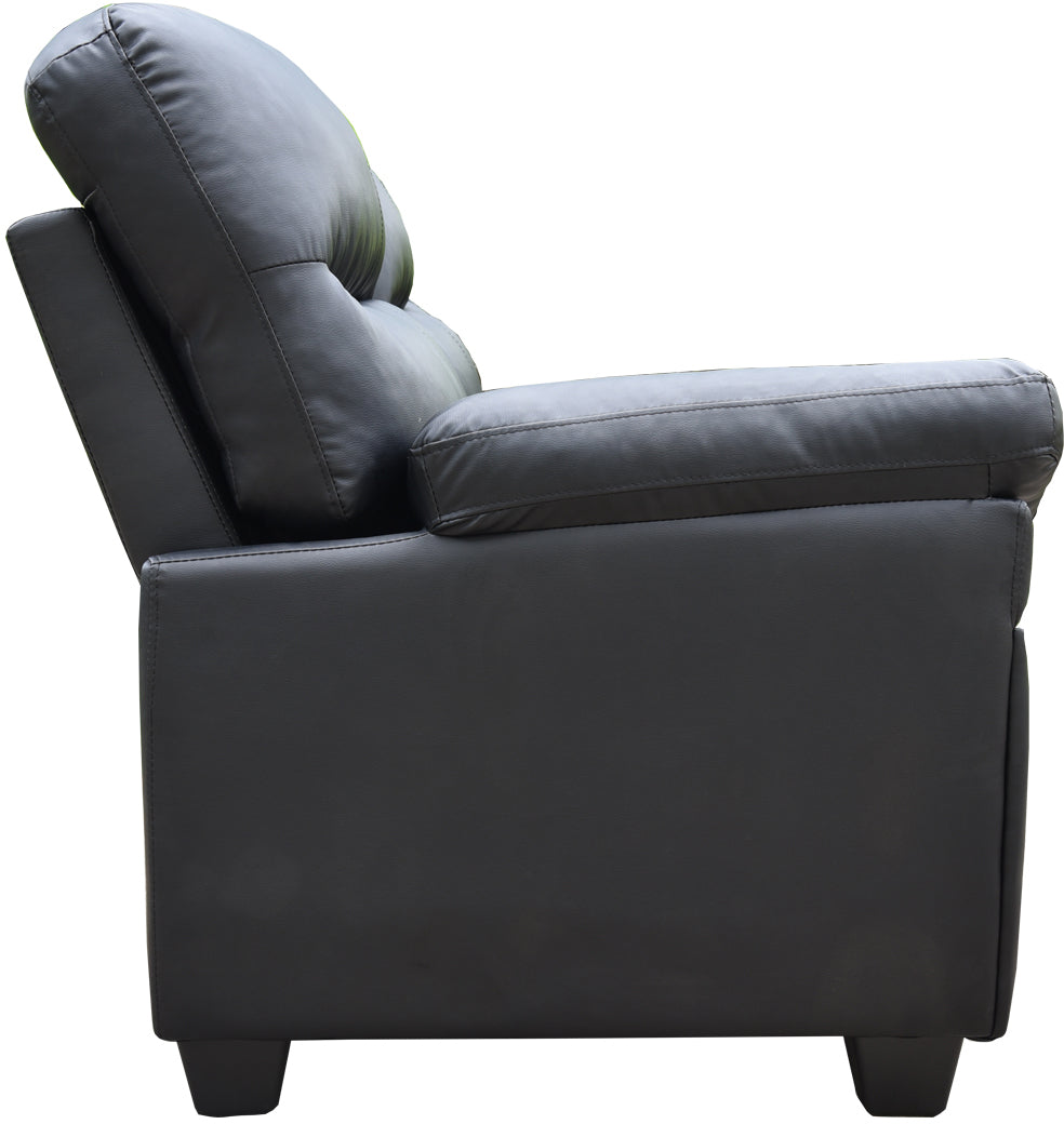 Capri 2 Seater Sofa - Black Faux Leather - The Right Buy Store