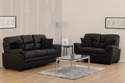 Capri 3+2 Suite - Black Faux Leather