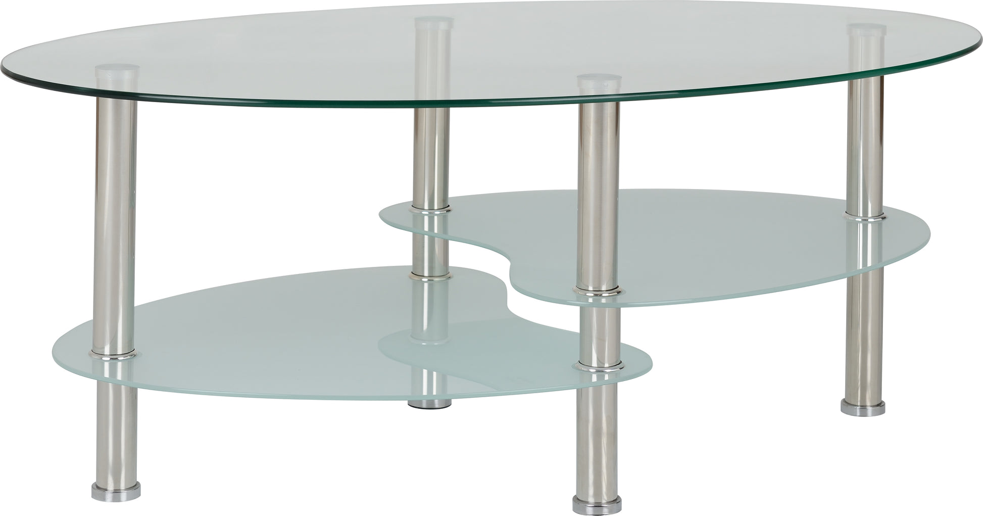 Cara Coffee Table - Clear Glass/Frosted Glass/Silver