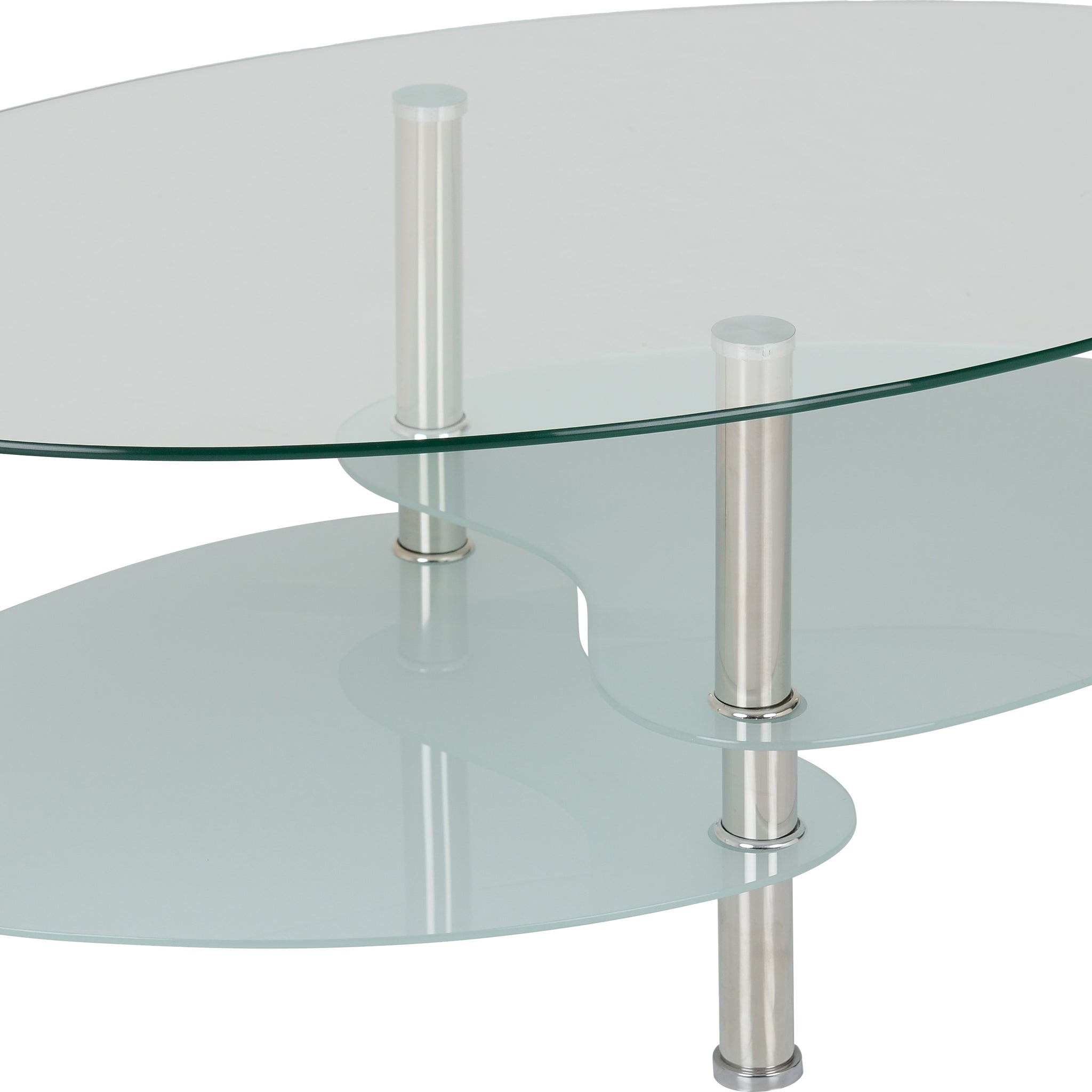 Cara Coffee Table - Clear Glass/Frosted Glass/Silver