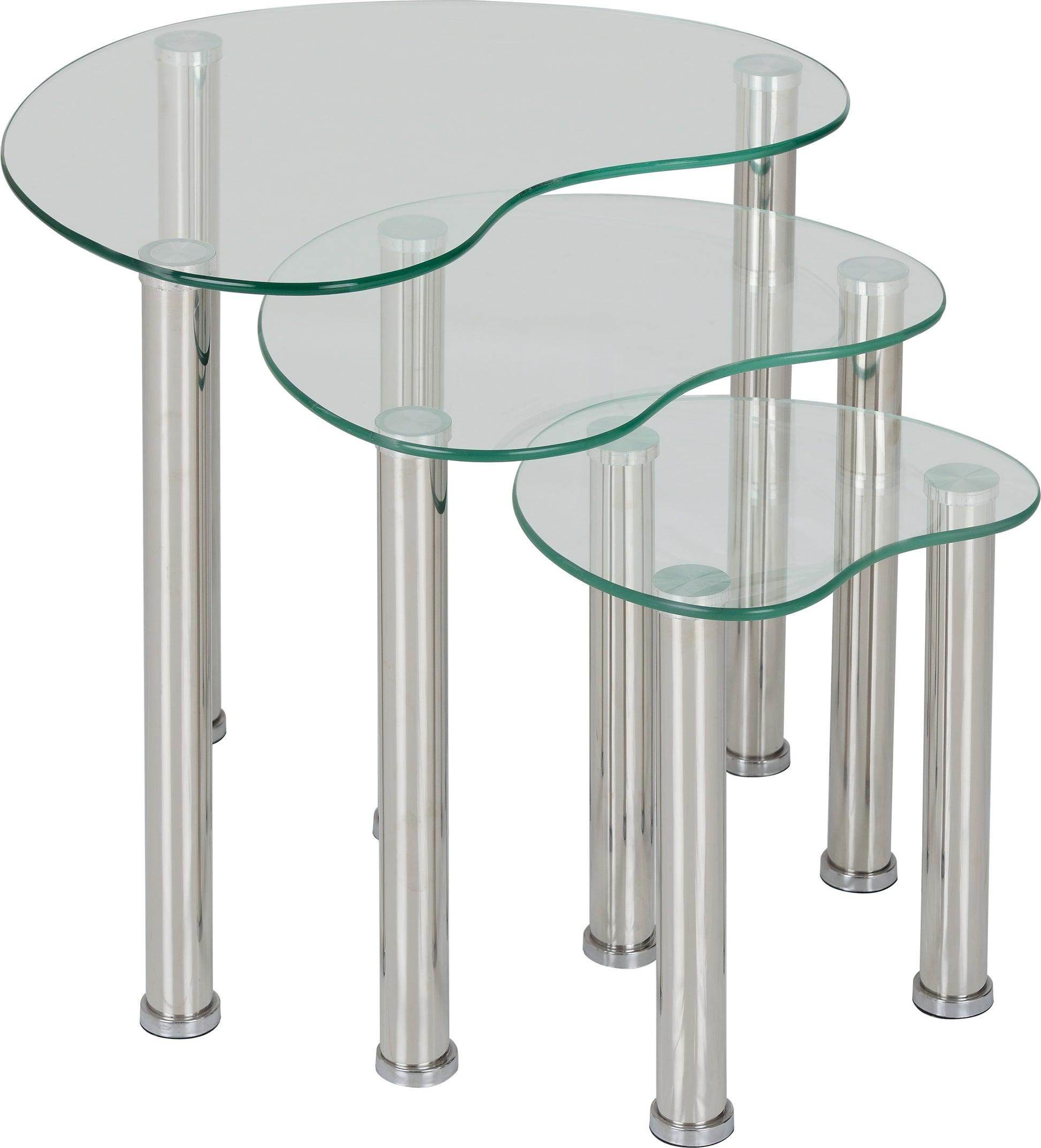 Cara Nest of Tables Clear Glass/Silver- The Right Buy Store