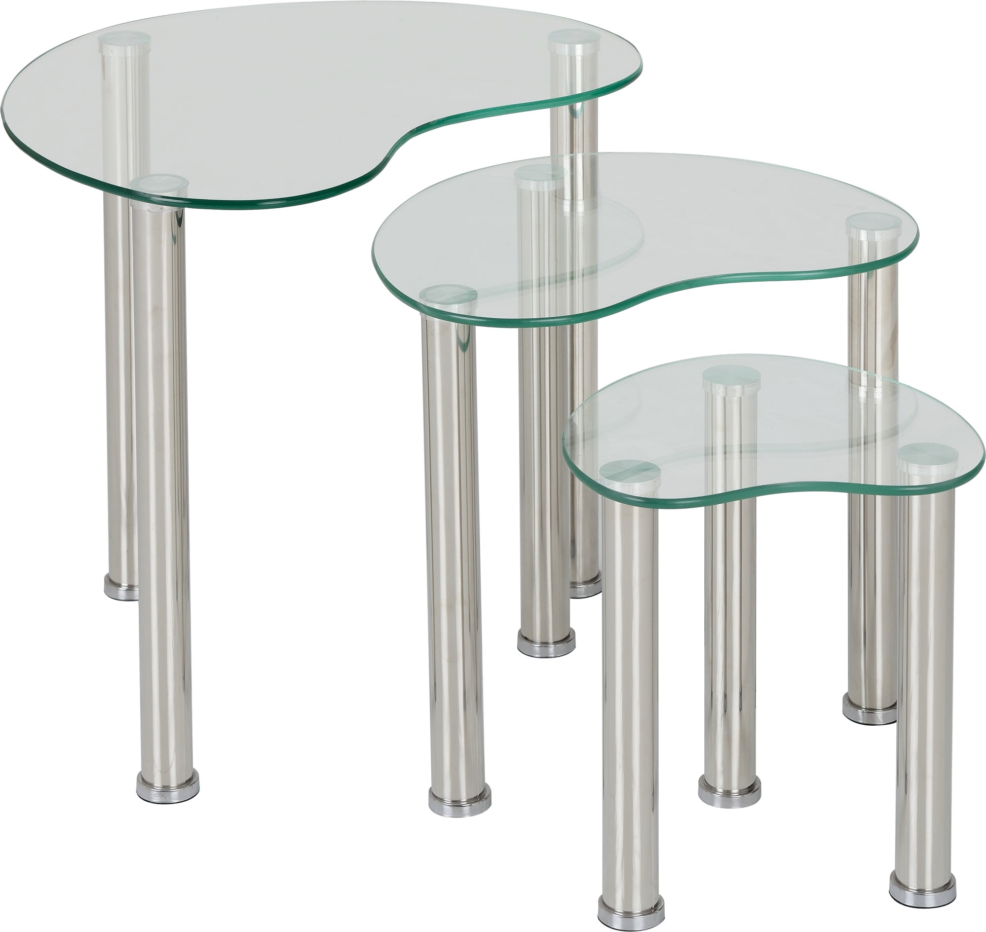 Cara Nest of Tables Clear Glass/Silver- The Right Buy Store