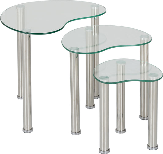 Cara Nest of Tables Clear - Glass/Silver