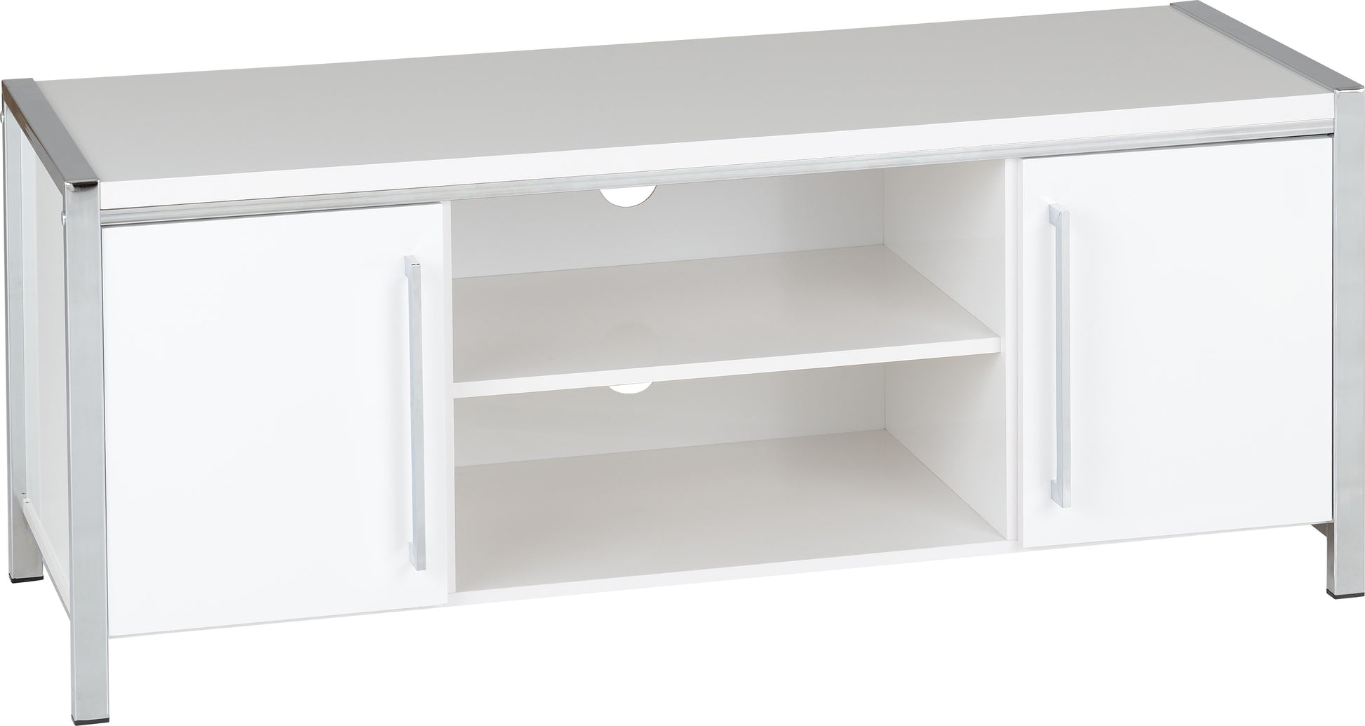 Charisma 2 Door TV Unit - White Gloss/Chrome - The Right Buy Store