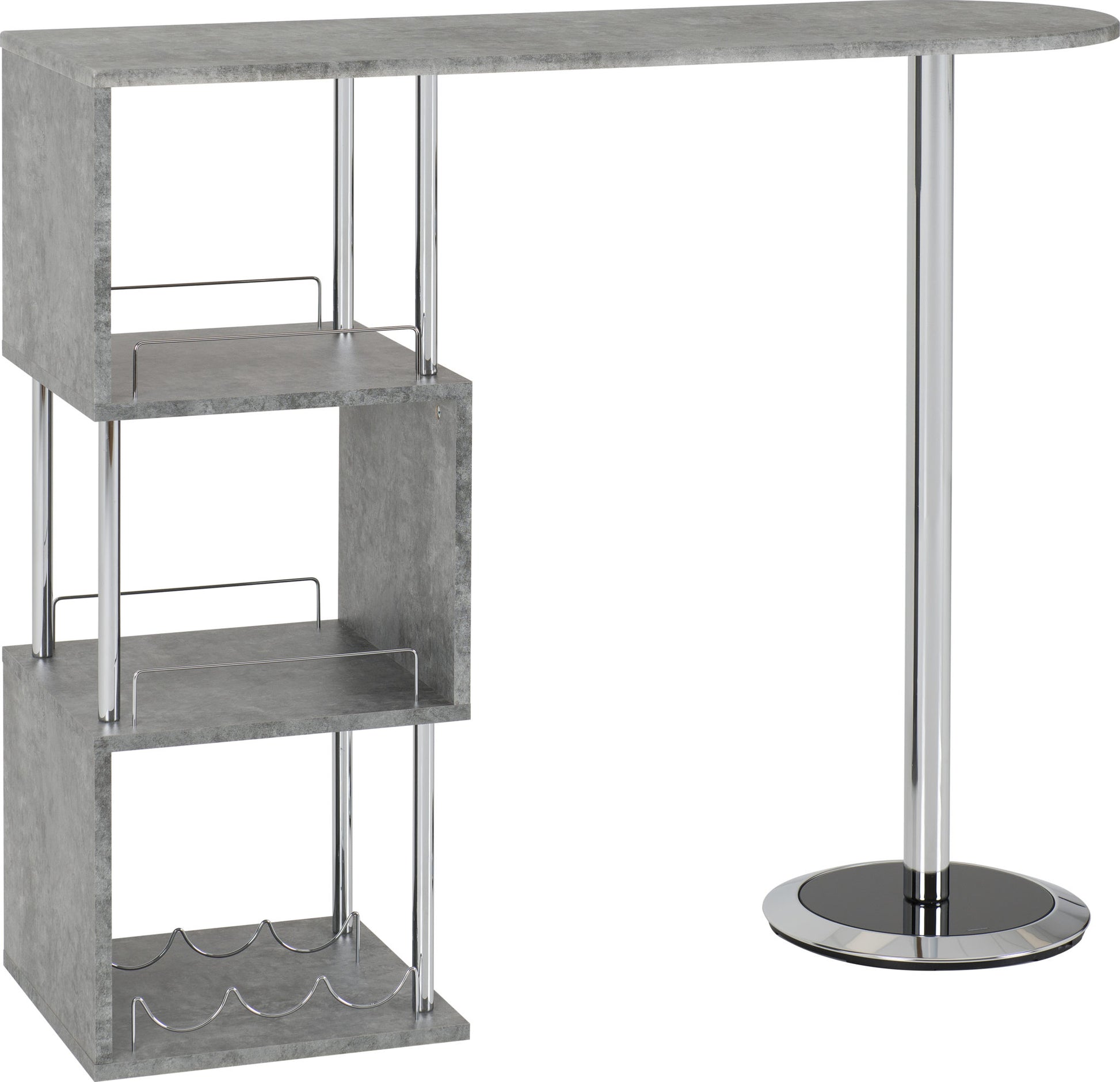 Charisma Home Bar Table - Concrete/Chrome - The Right Buy Store