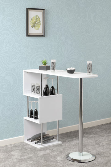 Charisma Home Bar Table - White/Chrome - The Right Buy Store