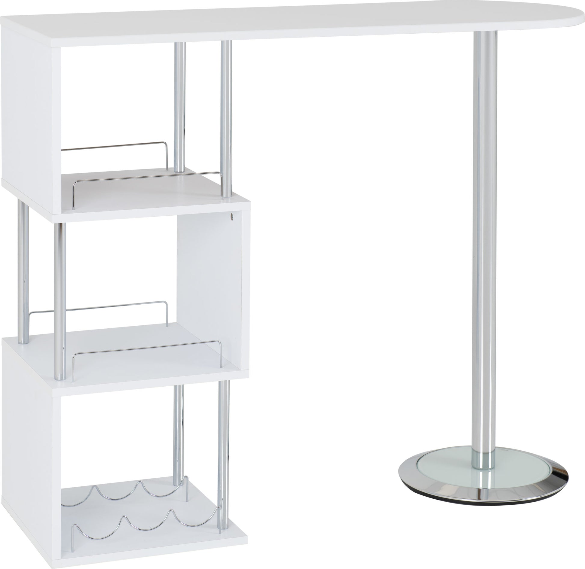 Charisma Home Bar Table - White/Chrome - The Right Buy Store