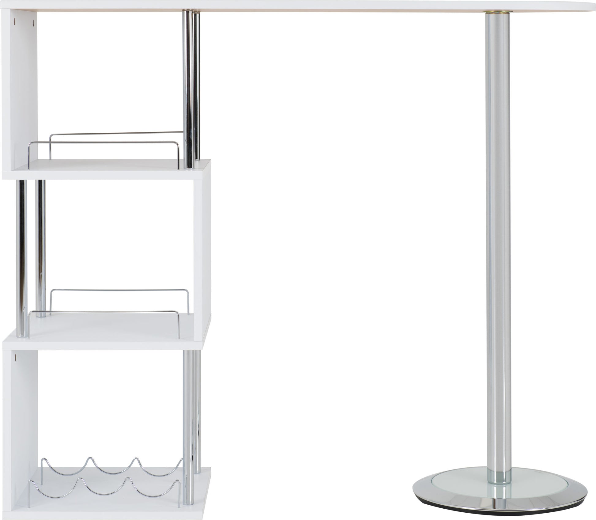 Charisma Home Bar Table - White/Chrome - The Right Buy Store