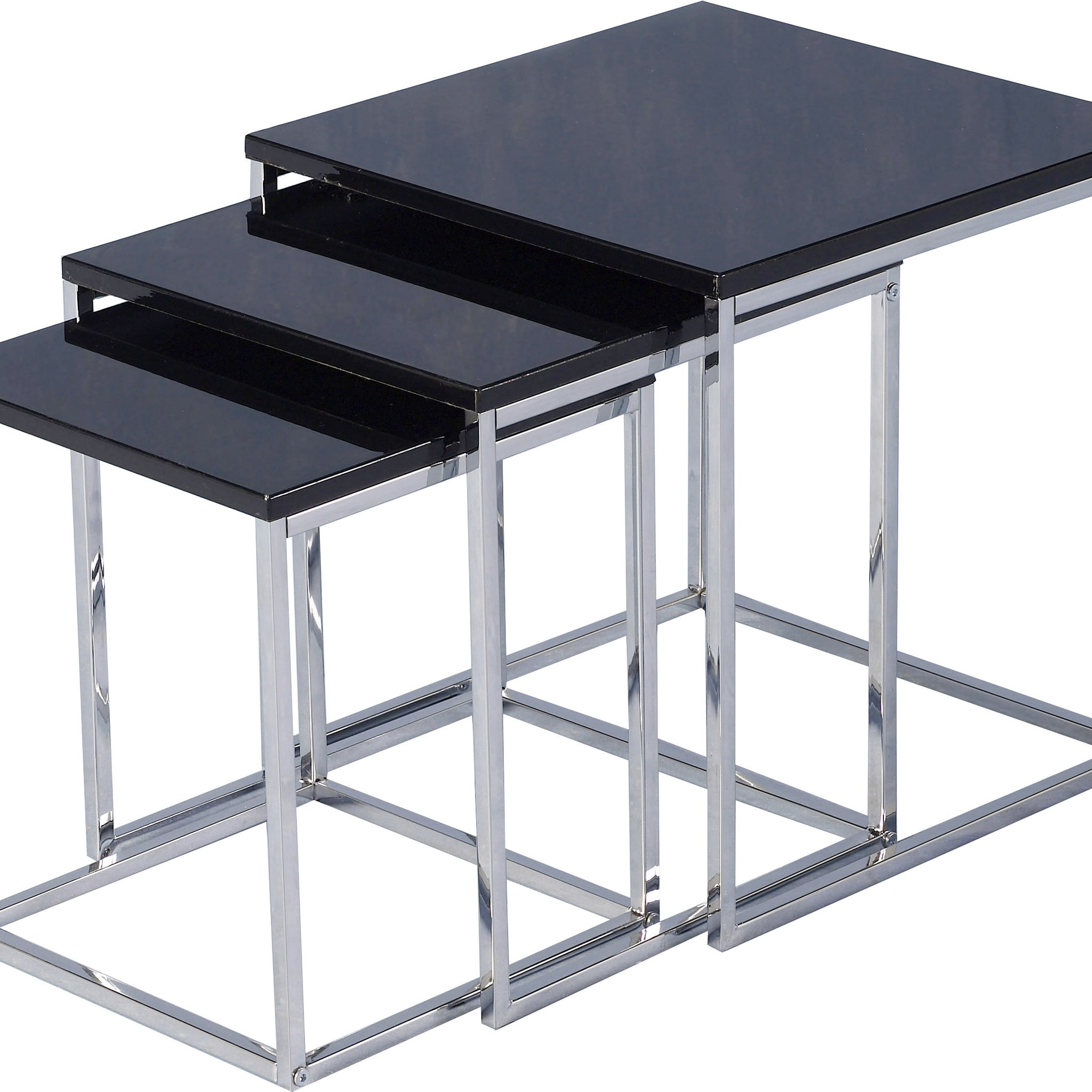 Charisma Nest Of Tables - Black Gloss/Chrome - The Right Buy Store