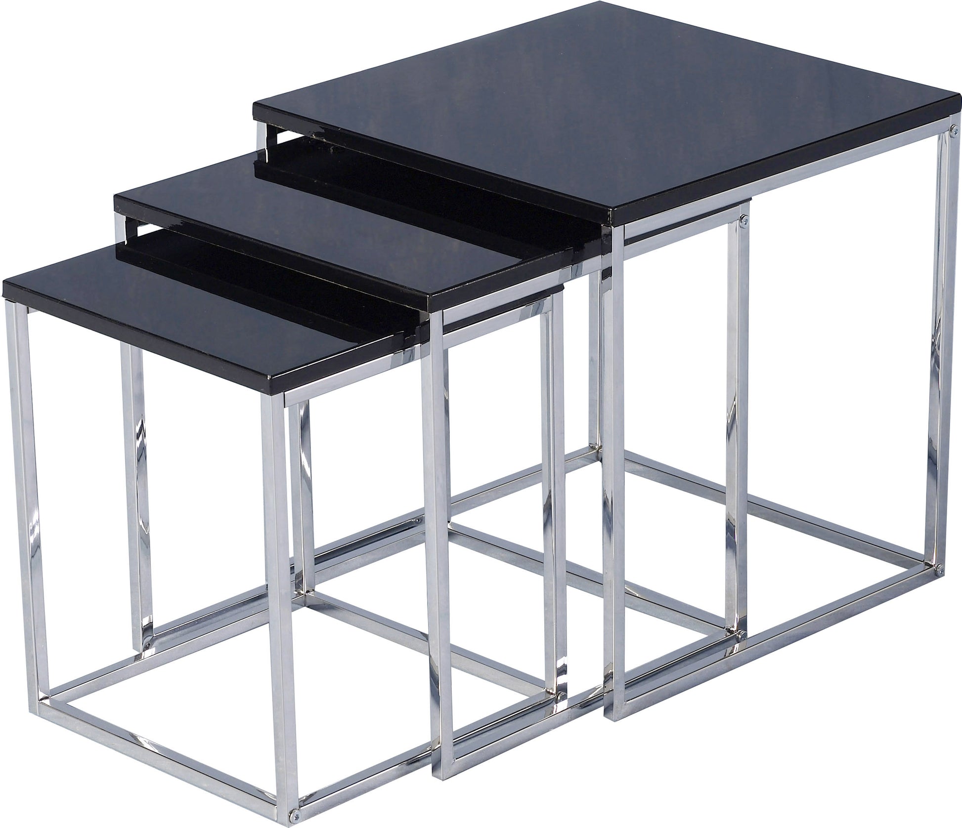 Charisma Nest Of Tables - Black Gloss/Chrome - The Right Buy Store
