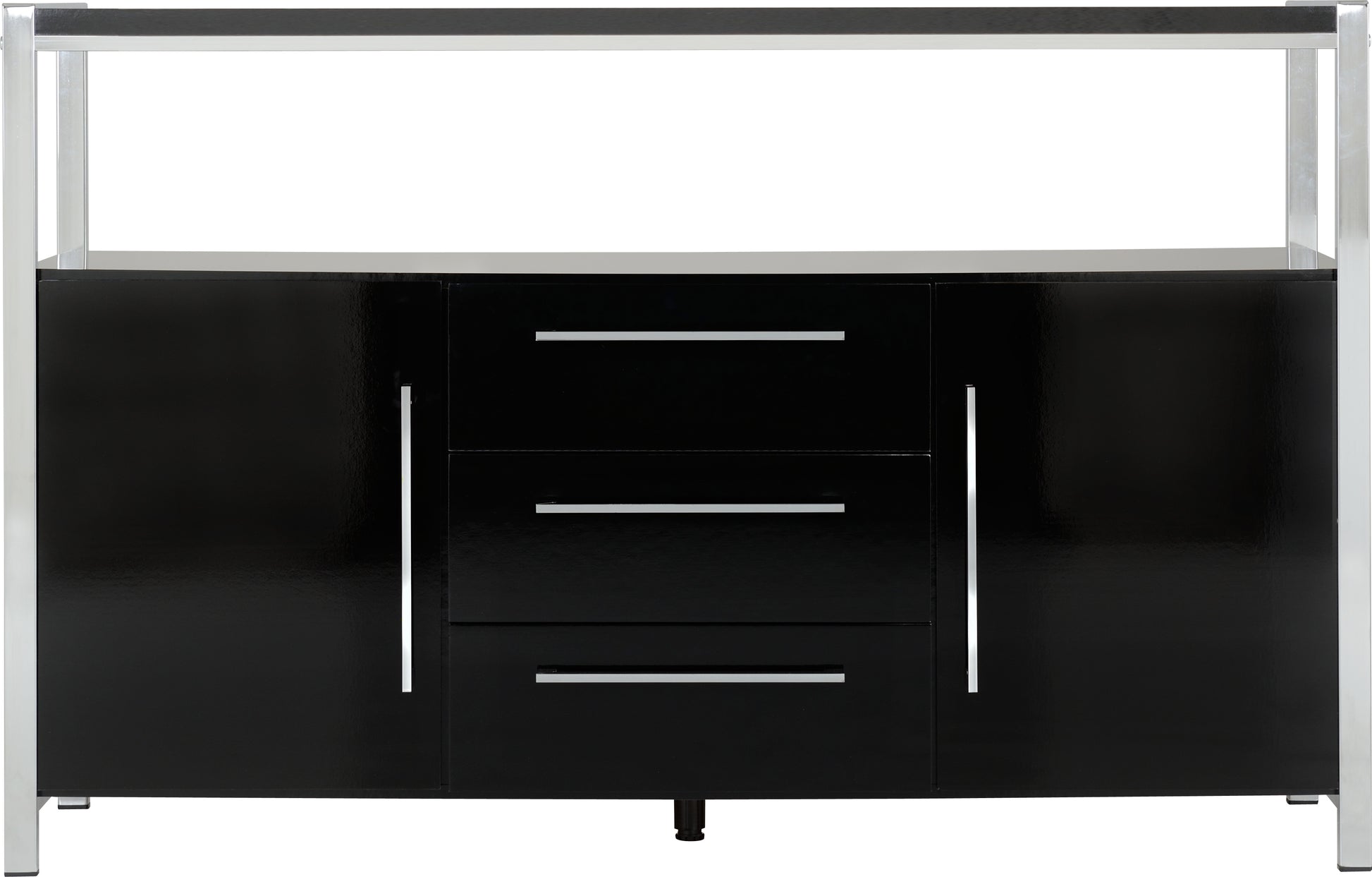 Charisma 2 Door 3 Drawer Sideboard- Black Gloss/Chrome- The Right Buy Store