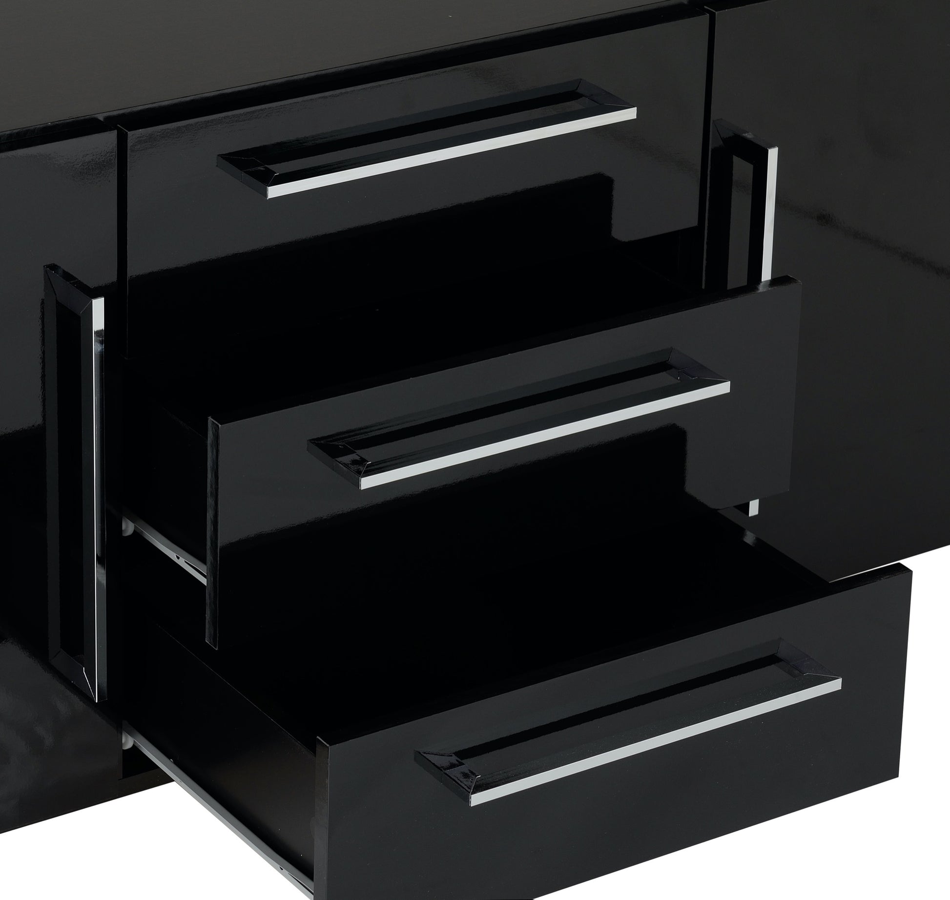 Charisma 2 Door 3 Drawer Sideboard- Black Gloss/Chrome- The Right Buy Store