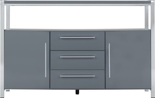 Charisma 2 Door 3 Drawer Sideboard - Grey Gloss/Chrome