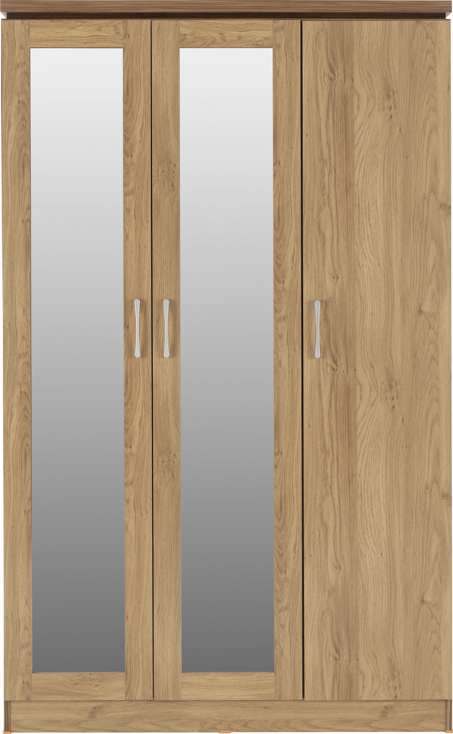 Charles 3 Door All Hanging Wardrobe - Oak Effect Veneer with Walnut Trim