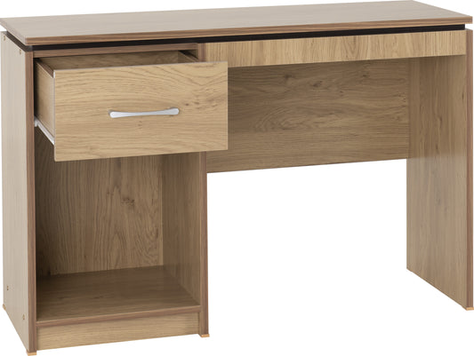 Charles Computer Desk - Oak Effect Veneer with Walnut Trim