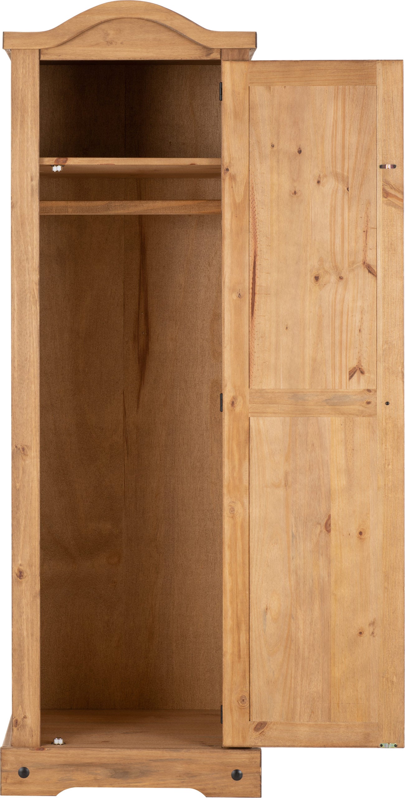 Corona 1 Door Wardrobe - Distressed Waxed Pine - The Right Buy Store