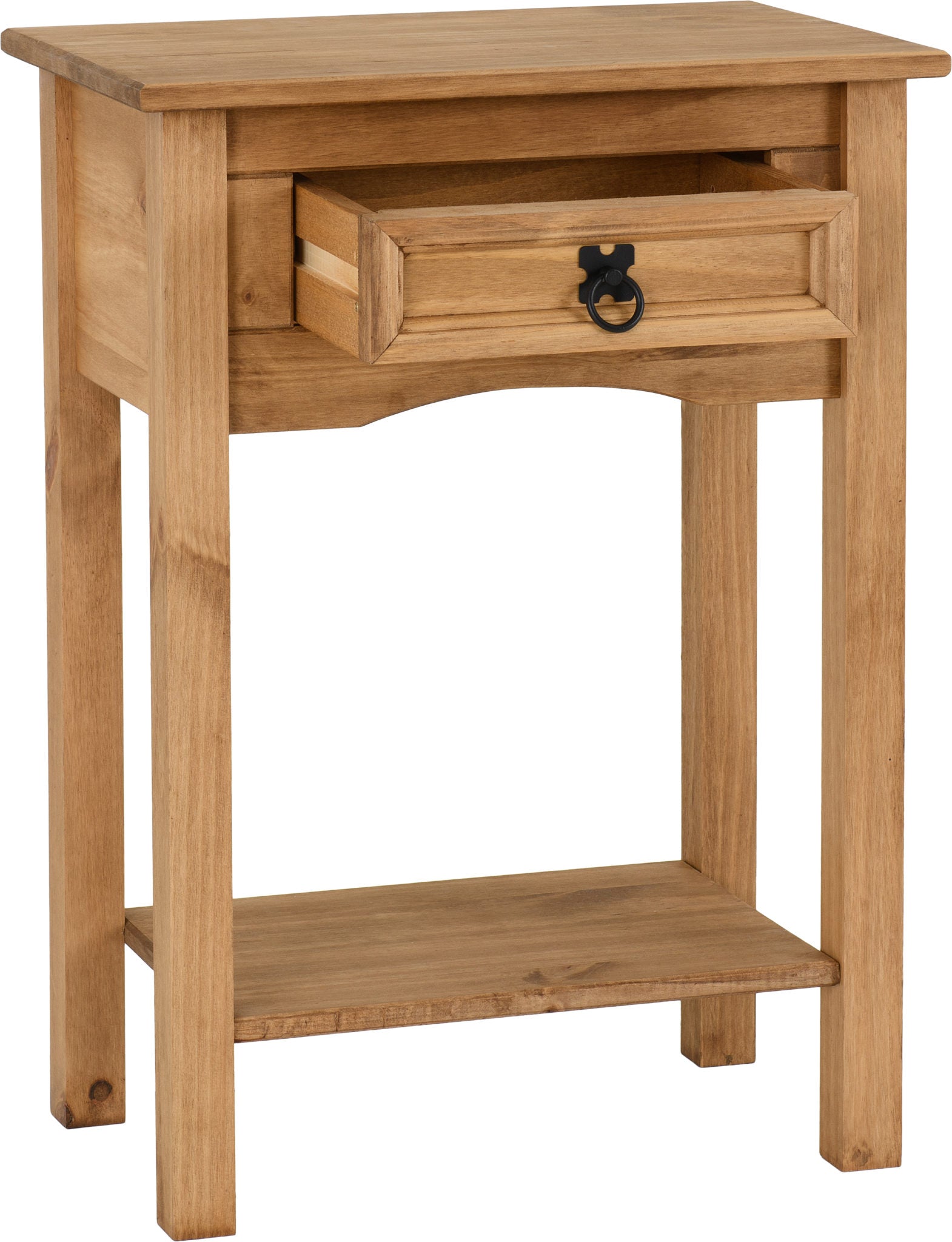 Corona 1 Drawer Console Table with Shelf - Distressed Waxed Pine