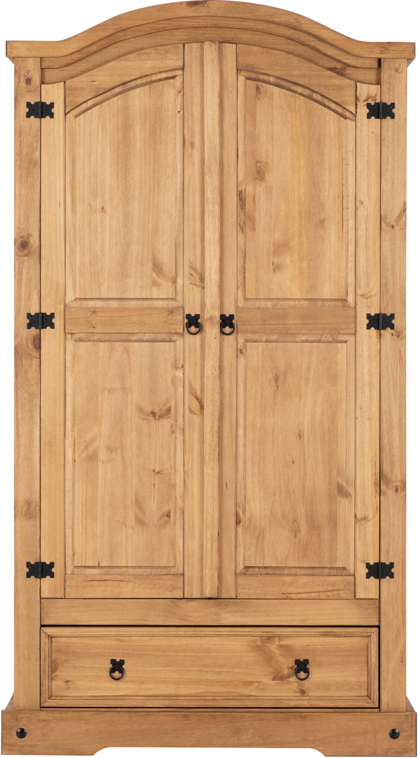 Corona 2 Door 1 Drawer Wardrobe- Distressed Waxed Pine