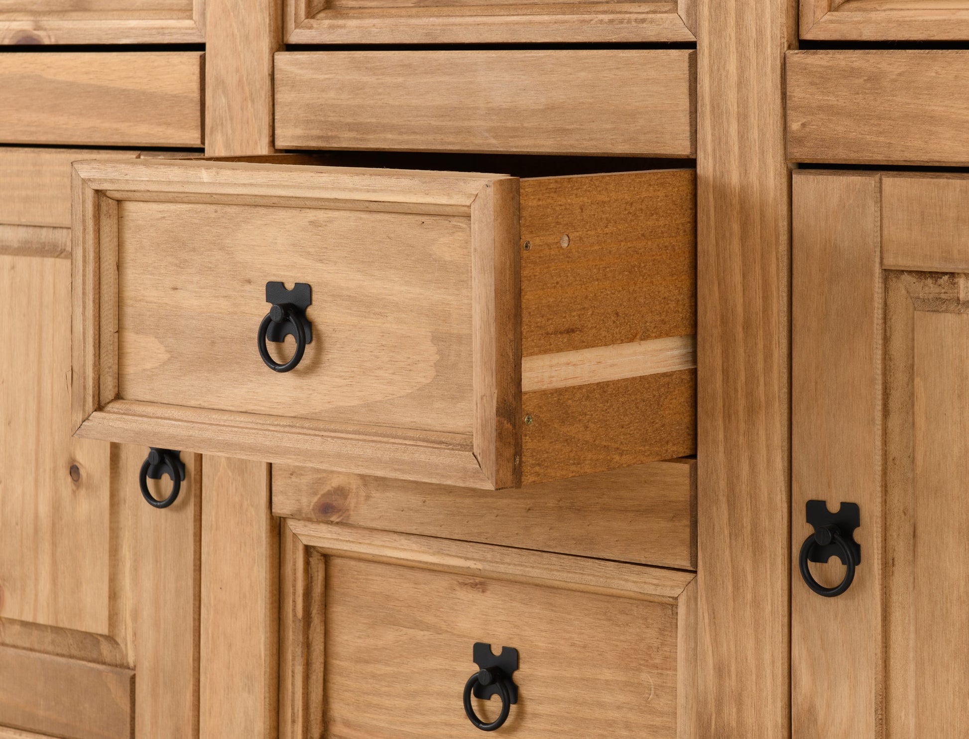 Corona 2 Door 5 Drawer Sideboard - Distressed Waxed Pine