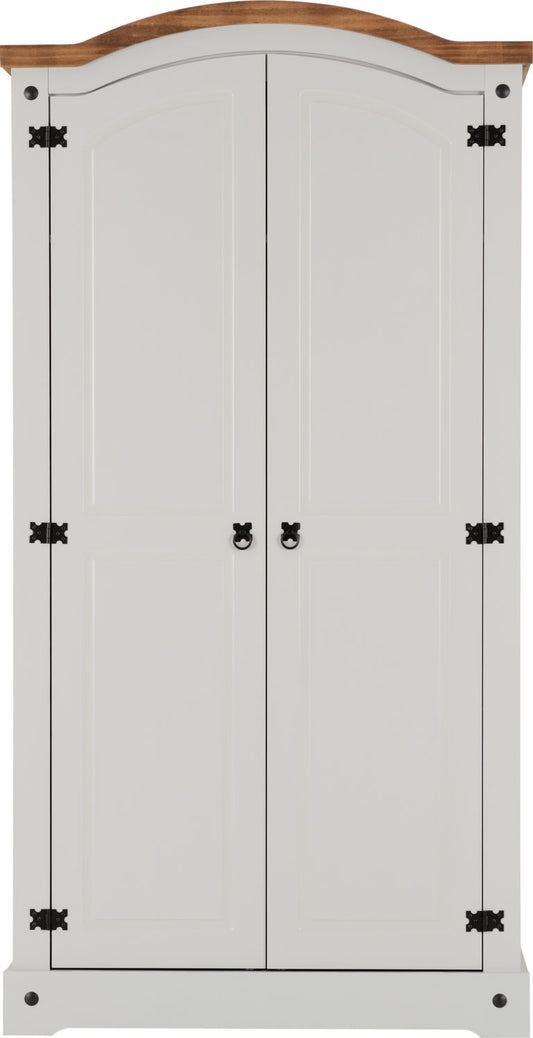 Corona 2 Door Wardrobe - Grey/Distressed Waxed Pine