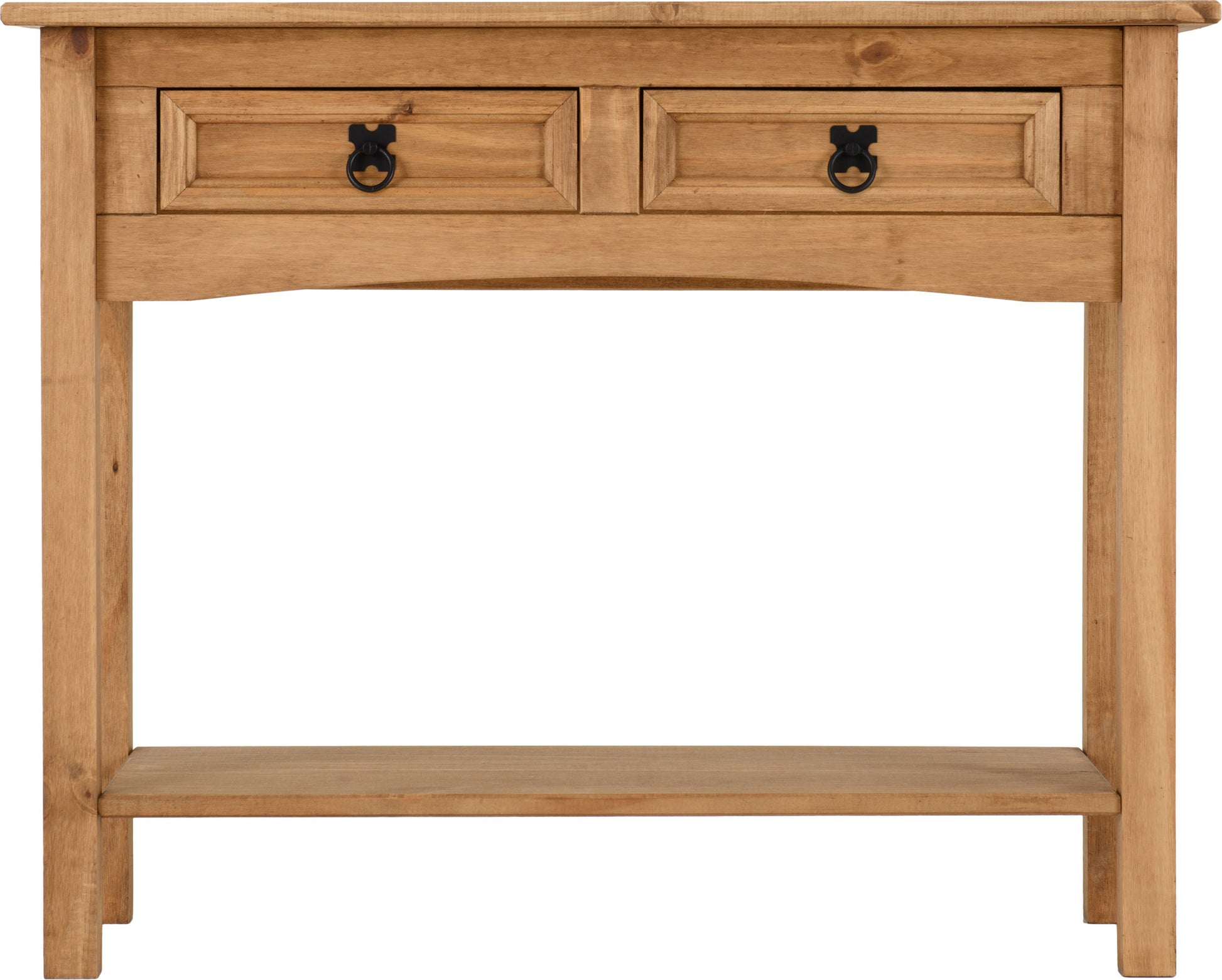 Corona 2 Drawer Console Table With Shelf- Distressed Waxed Pine