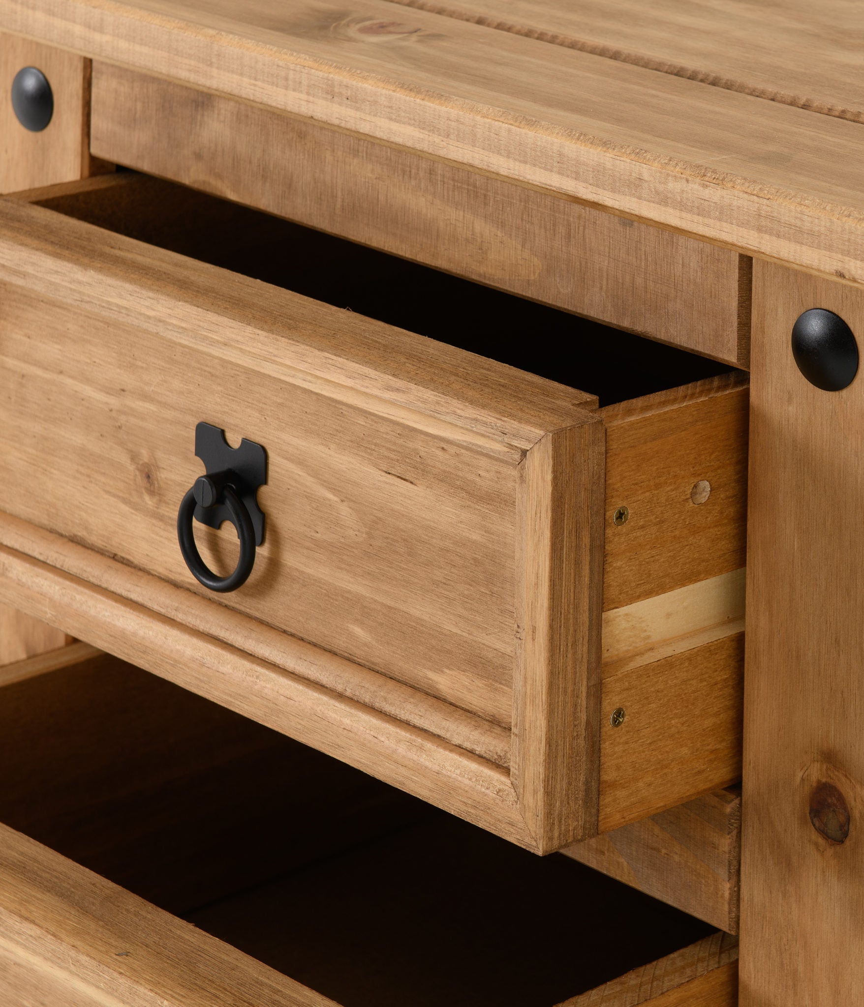 Corona 3 Drawer Bedside- Distressed Waxed Pine