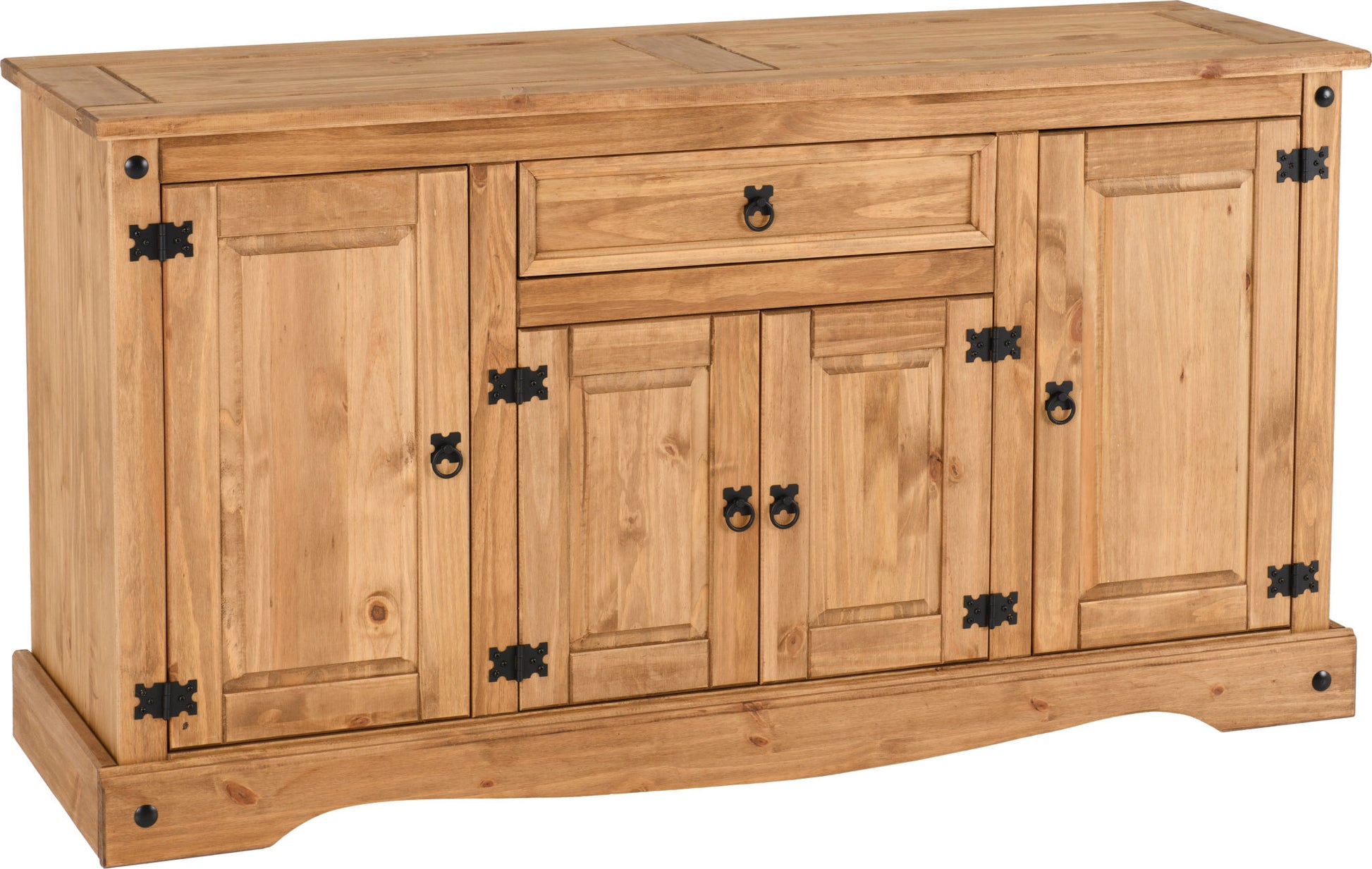 Corona 4 Door 1 Drawer Sideboard - Distressed Waxed Pine