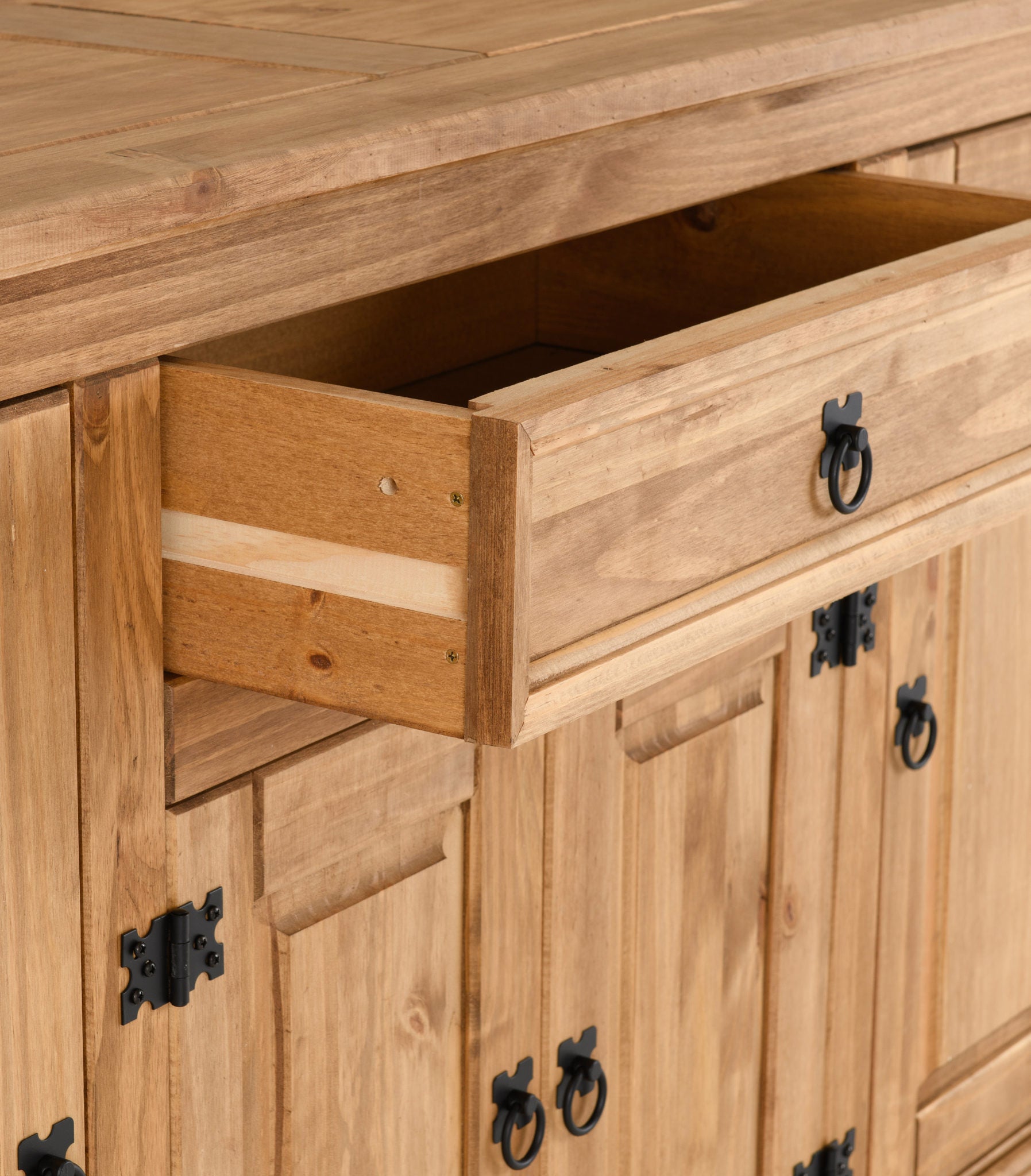 Corona 4 Door 1 Drawer Sideboard - Distressed Waxed Pine