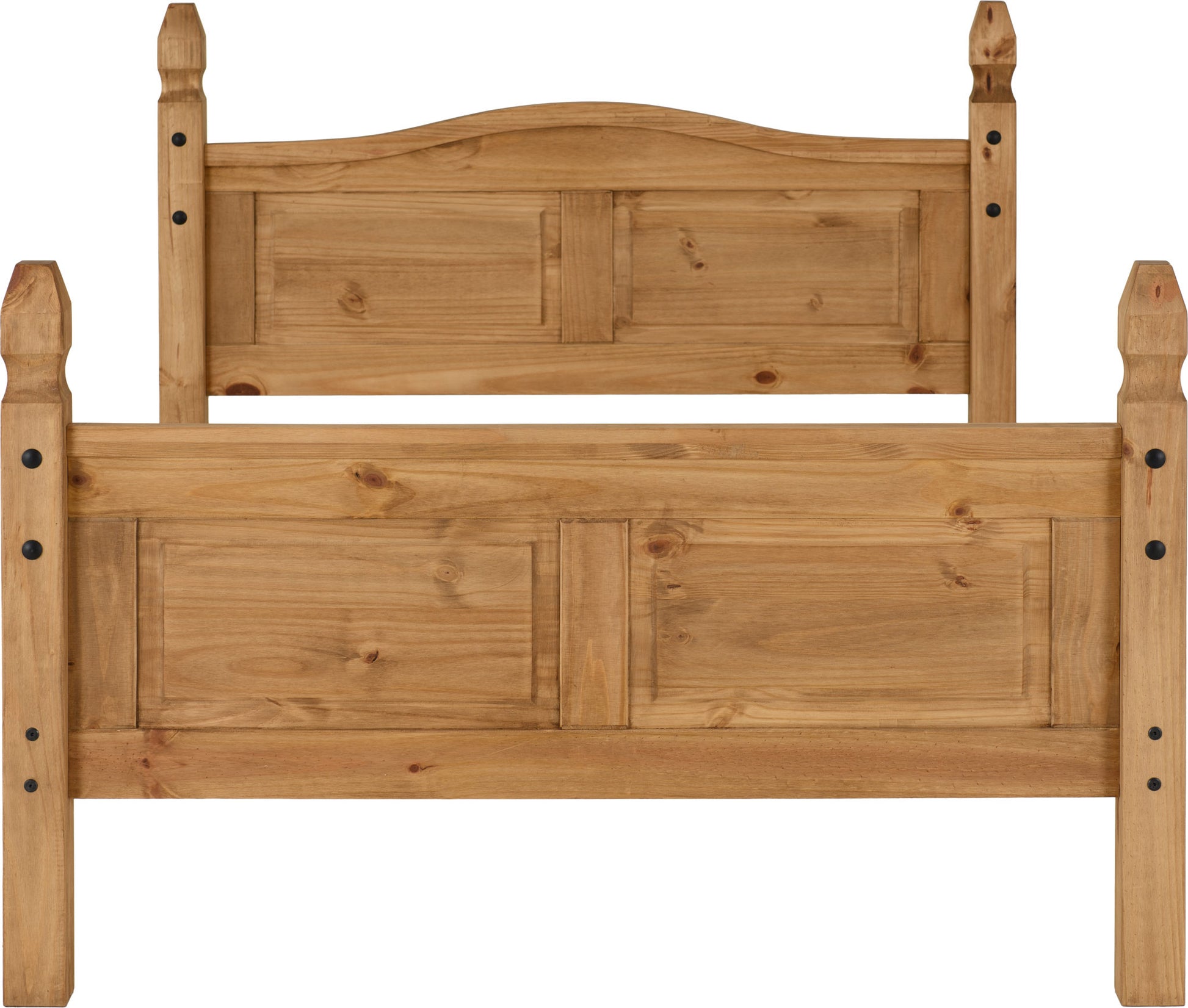 Corona 4'6" Double Bed High Foot End - Distressed Waxed Pine