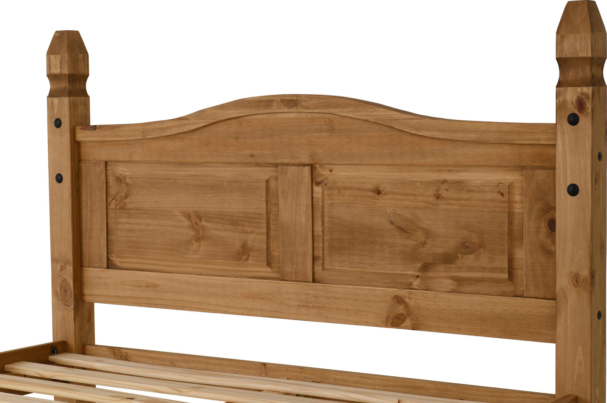 Corona 4'6" Double Bed High Foot End - Distressed Waxed Pine
