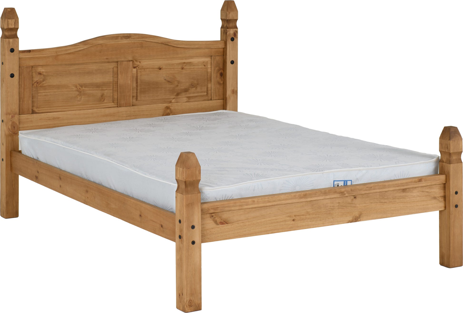 Corona 4'6" Bed Low Foot End - Distressed Waxed Pine