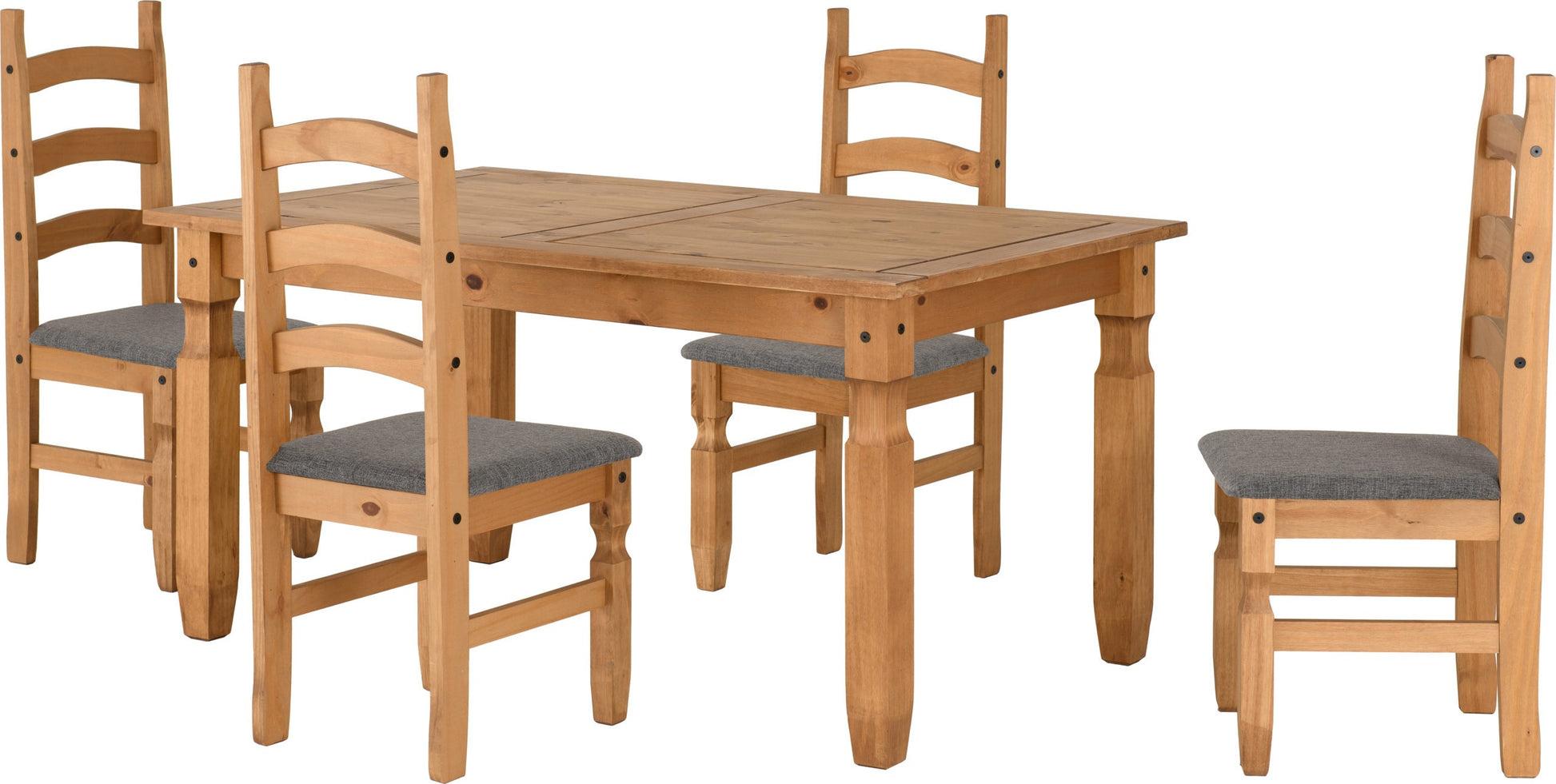 Corona 5' Dining Set - Distressed Waxed Pine/Grey Fabric