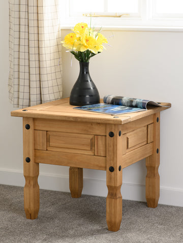 Corona Lamp Table - Distressed Waxed