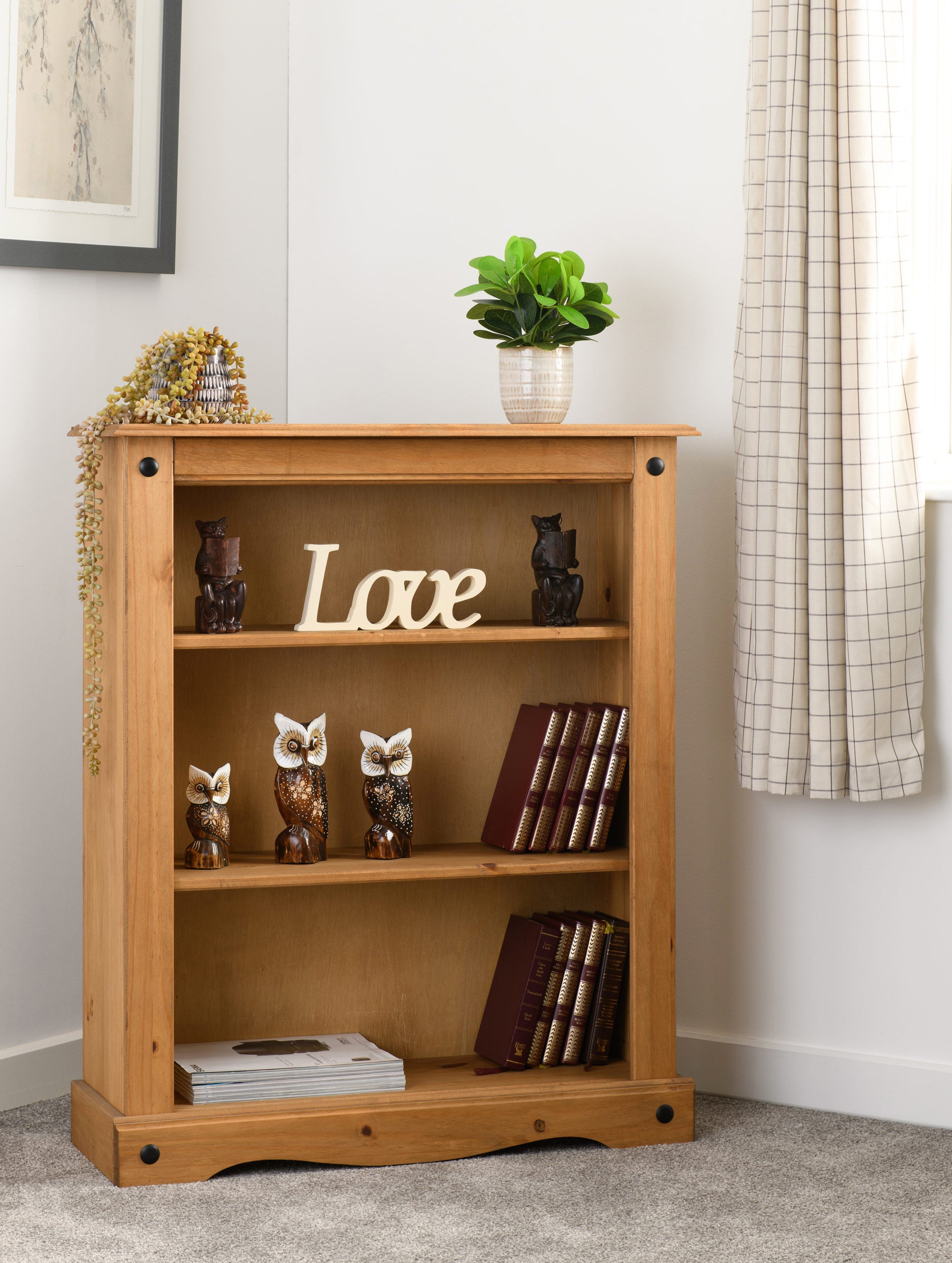 Corona Low Bookcase - Distressed Waxed