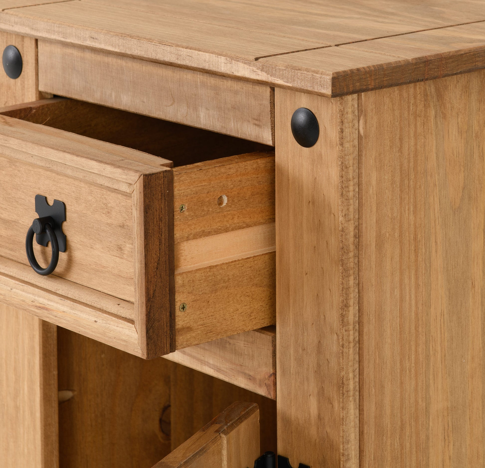 Corona Bedside Table- Distressed Waxed Pine